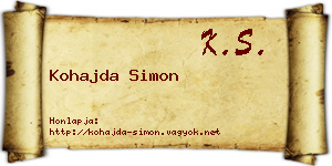 Kohajda Simon névjegykártya